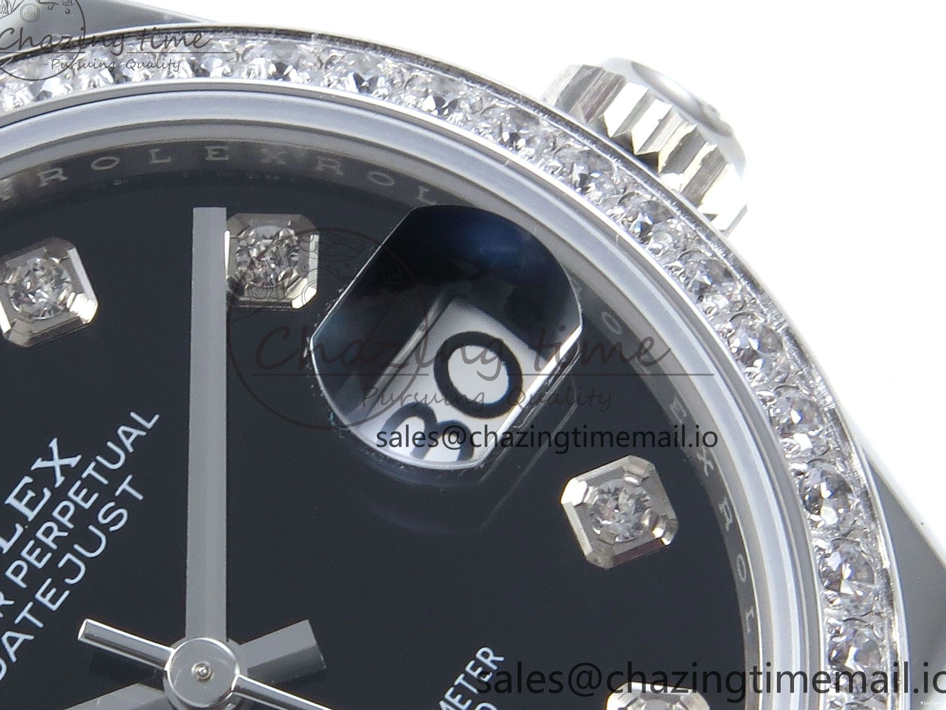 MiroTime 0205 Vibrant DateJust 31 278384RBR ARF 1:1 Best Edition 904L Steel Black Diamonds Dial Diamonds Bezel on SS Jubilee Bracelet ETA 457